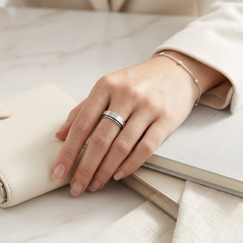The Galaxy Spinner Ring | Titanium Steel